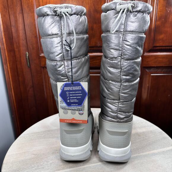 Hunter Women Metallic Snow Boot Size 10 Tall Winter Boots Silver Hail Grey New - Picture 8 of 16